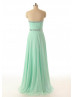 Slim Strapless Sweetheart Neck Green Chiffon Beaded Bridesmaid Dress